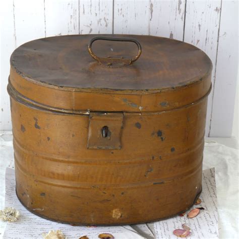 vintage metal hat box